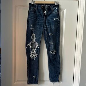 American Eagle Outfitters Women's Ripped Dark Blue Skinny Jeans